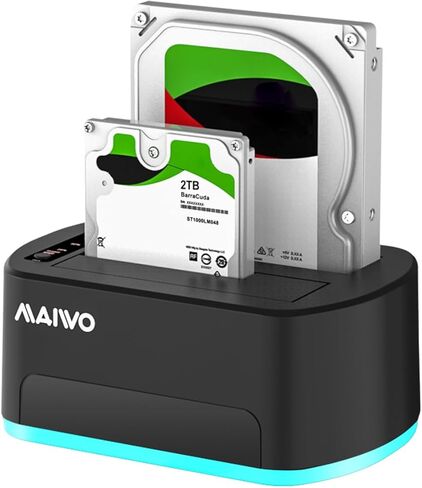قاعدة محرك الأقراص الصلبة SATA III بسرعة 6 جيجابت في الثانية مع مروحة تبريد، محطة إرساء MAIWO 5 Bay HDD لـ 2.5 بوصة 3.5 بوصة SATA SSD/HDD، ناسخ محرك الأقراص الصلبة، يدعم توسيع 110 تيرابايت، نوم تلقائي in Kuwait