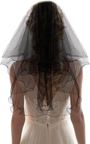 Black Veil Double Layer Short Veils Bride or Die Bachelorette Party Decorations Engagement Party Supplies Funeral Wedding Gift Bridal Shower Accessories in Saudi Arabia