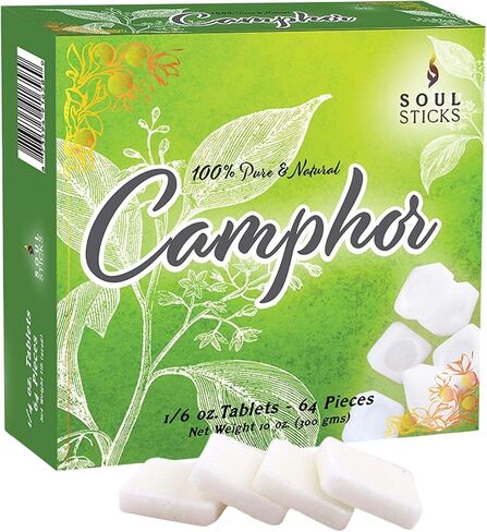 الروح العصي الطبيعية Camphor Essental Oil 4 Fl Oz (120 مل) بنسبة 100 ٪ من زيت الكافور الطبيعي مع قطار زجاجي للعلاج العطري ، Puja ، التدليك ، العناية بالبشرة in Kuwait