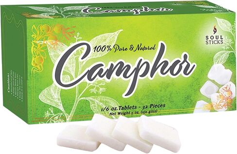 الروح العصي الطبيعية Camphor Essental Oil 4 Fl Oz (120 مل) بنسبة 100 ٪ من زيت الكافور الطبيعي مع قطار زجاجي للعلاج العطري ، Puja ، التدليك ، العناية بالبشرة in Kuwait