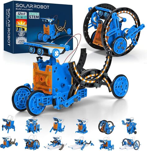 Aesgogo STEM Projects 12-in-1 Creation Solar Robot Kit ، تجارب علمية هدايا للأطفال الذين تتراوح أعمارهم بين 8 و 12 عامًا ، مجموعة روبوتات بناء DIY التعليمية لـ 8 9 10 11 12 13 14 in Kuwait