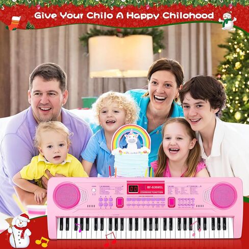 Wostoo Kids Keyboard Piano ، 61 Keys Keys لوحة مفاتيح البيانو الرقمية الإلكترونية ، لوحة مفاتيح لعبة البيانو الموسيقية التعليمية في وقت مبكر للمبتدئين مع حامل الموسيقى ، الميكروفون (الوردي) in Saudi Arabia