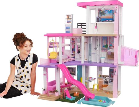 Barbie Dreamhouse ، Doll House Playet مع 75+ أثاث وإكسسوارات الألعاب ، 10 مناطق اللعب ، الأضواء والأصوات ، مصعد يمكن الوصول إليه على الكرسي المتحرك (Amazon Exclusive) in Saudi Arabia