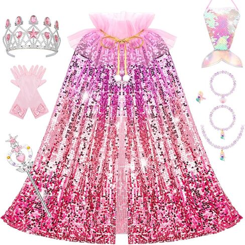 Meland Mermaid Cape for Princess Dress Up, Toy Gift for Girls Ages 3-8 in Saudi Arabia