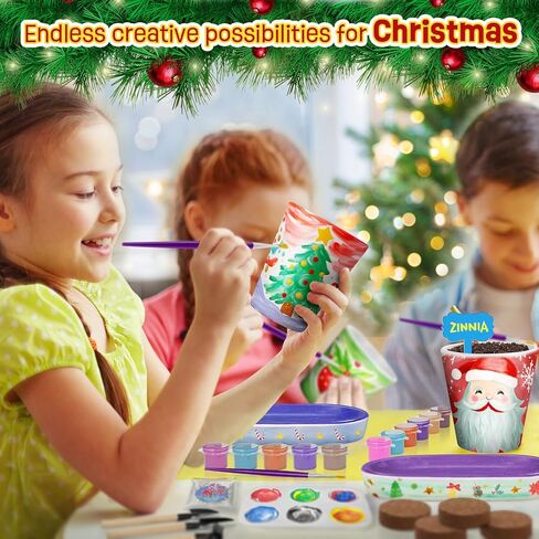 4 Set Paint & Plant Flower Gardening Kit - Gifts for Girls Ages 8-12, Arts and Crafts for Kids Ages 8-12, Kids Gardening Set, Birthday Toys Easter Gifts for Girls Boys Ages 4 5 6 7 8 9 10 11 12 in Saudi Arabia