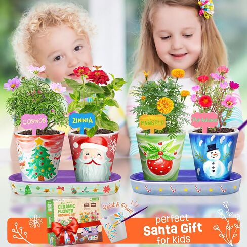 4 Set Paint & Plant Flower Gardening Kit - Gifts for Girls Ages 8-12, Arts and Crafts for Kids Ages 8-12, Kids Gardening Set, Birthday Toys Easter Gifts for Girls Boys Ages 4 5 6 7 8 9 10 11 12 in Saudi Arabia