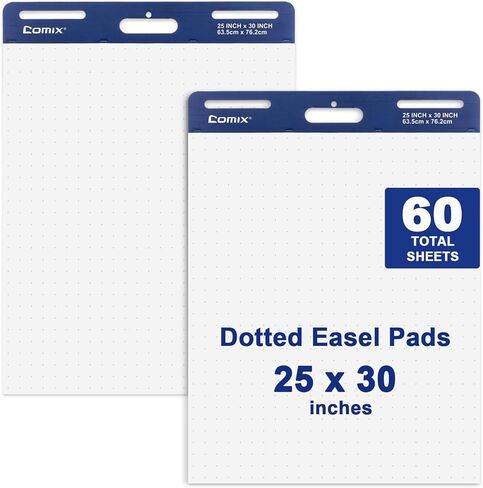 Comix Sticky Easel Pad, 25 x 30 Inches Flip Chart Paper for Teachers, Large Self Stick Easel Paper, 30 Sheets/Pad, 2 Pads/Pack in Kuwait
