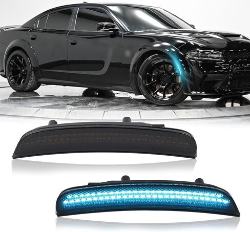 POPMOTORZ 2PCS Pink Purple LED Side Marker Lights Assembly Compatible With 2015 2016 2017 2018 2019 2020 2021 2022 2023 Dodge Charger Front Fender LED Side Marker Lights Lamps Smoked Lens in Saudi Arabia