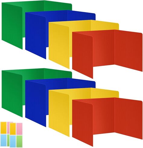 24 Pack Colorful Privacy Floders for Student Desks - Durable Plastic Erasable - Testing Dividers for Classroom - Easy Clean Privacy Shields for Student Testing Desk dividers- Includes Extra Labels in Saudi Arabia