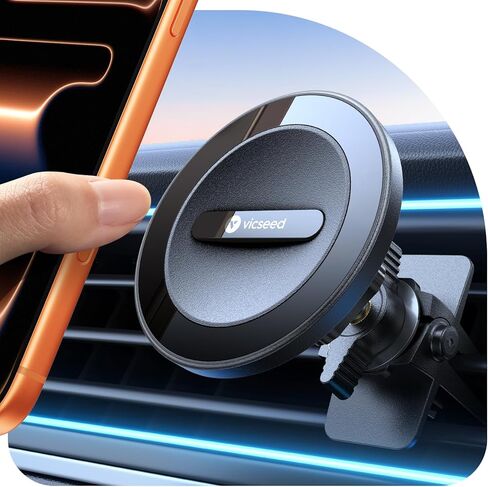 VICSEED for MagSafe Car Mount Black– 2025 Strongest Magnetic Phone Holder for Car Vent, 360° Adjustable Study Magnet Vent Mount for iPhone 12/13/14/15/16 Pro Max & All Phones with Metal Ring in Kuwait