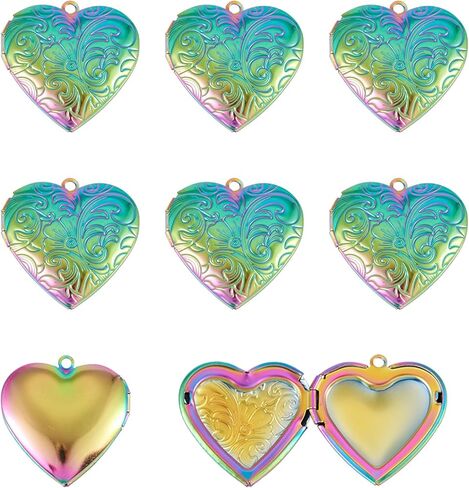 Beadthoven 10pcs Locket Pendants Photo Frame Charms for Necklaces DIY Jewelry Making Personalized Accessories Decoration Supplies in Saudi Arabia