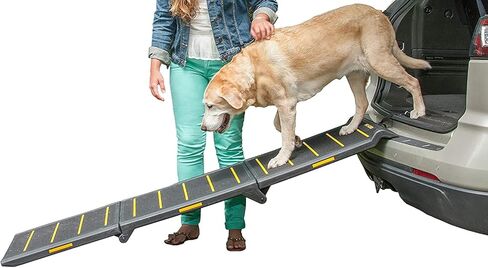 Pet Gear Tri-Fold Portable Pet Ramp for Dogs and Cats, 71" Long, Extra Wide, Holds up to 200lbs, Patented Design, Compact/Easy Fold with Safety Tether, Available in 2 Models in Kuwait