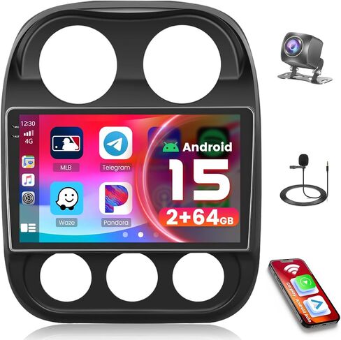 4+64GB for Jeep Patriot Compass 2010-2016 Android 13 Car Radio with Wireless Apple Carplay Android Auto, Hikity 10 1'' Touch Screen Stereo Support SIM Card GPS Bluetooth, EQ DSP, Backup Camera MIC in Saudi Arabia