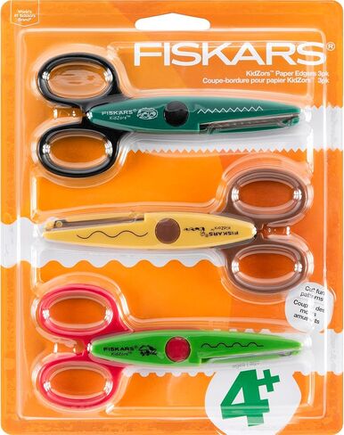Fiskars Decorative Edge Craft مقص للأطفال الذين تتراوح أعمارهم بين 4 و 7 سنوات ، مقص حرفي للأطفال ، وتصميم نمط حيوان حديقة الحيوان مع حواف zag zag ، 3 عبوات in Kuwait