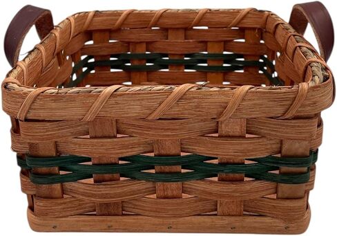 Amish Napkin Storage Basket With Leather Handles Solid Oak Bottom by Amish Baskets and Beyond (Natural) in Kuwait