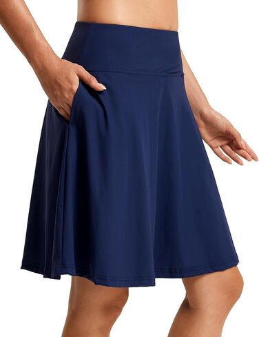 FitsT4 Sports Women's 20'' High Waisted Swim Skirt Skort Quick Dry Swimsuit Bikini Bottoms with Pockets in Kuwait