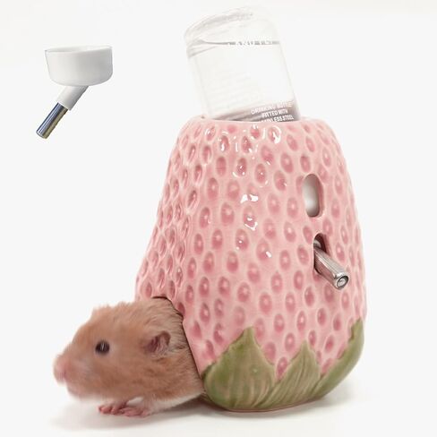 Hamster Water Bottle, Grape Ceramic Hamster Water Dispenser for Glass Tank,125ML Water Bottle Holder with 2 No Drip Caps for Syrian Mice,Gerbil in Saudi Arabia