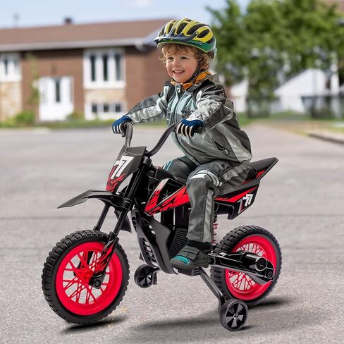 12V Kids Motorcycle W/Terced Tires ، 3.1 ميل في الساعة أعلى ، دراجة نارية للأطفال مع عجلات التدريب ، الموسيقى ، البلوتوث ، تعليق الربيع ، الأخضر in Kuwait