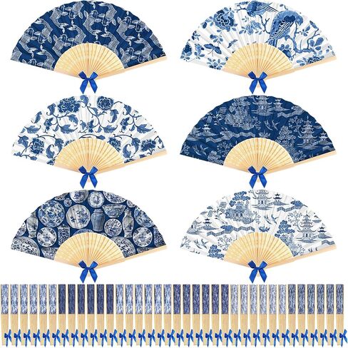 Roowest 36 Pcs Floral Folding Hand Fan Bulk Tea Party Handheld Folding Fans Retro Pattern Paper Hand Fan Collapsible Handheld Fan for Wonderland Tea Party Favor Garden Baby Shower Bridal Wed Bedroom in Saudi Arabia