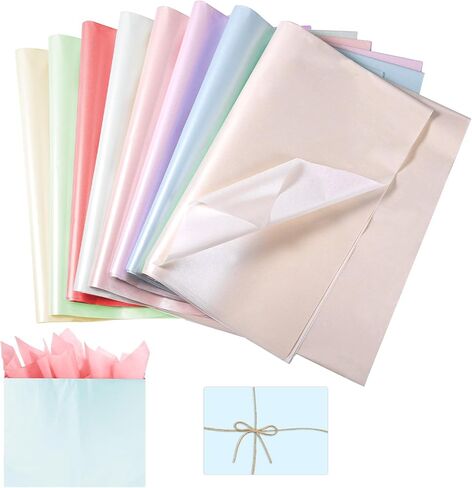 KINBOM 30 Sheets 19.7x13.8 Inch Tissue Papers, 6 Metallic Color Tissue Paper Pearlescent Shimmer Paper Wrapping Tissue Paper Bulk for Holiday Birthday Party Decoration Wedding in Kuwait