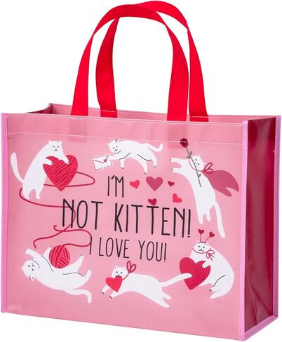 WRAPAHOLIC Medium Reusable Gift Bag with Handles - 10 x 5.5 x 13 inch - Funny Cat, I Tolerate You, Perfect for Anniversary in Kuwait