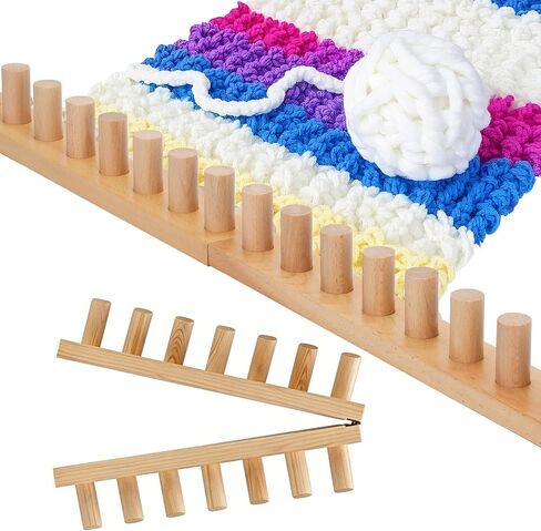 Sienson 48" Chunky Knitting Loom for Blanket Making – Foldable Wood Frame, Portable DIY Hand Knitting Kit for Beginners, Reusable Blanket Loom for Bulky Yarn Crafts & Gifts in Kuwait