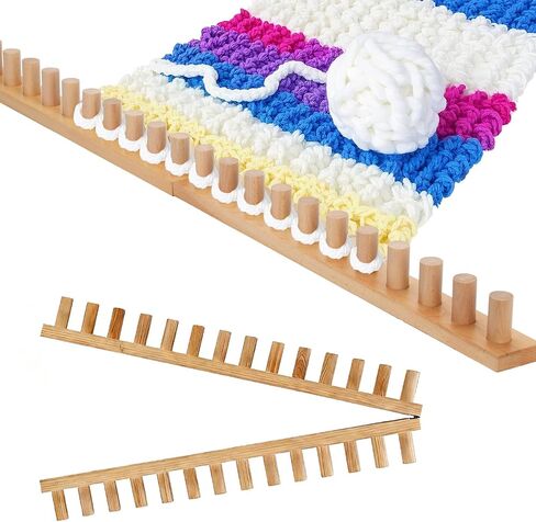 Sienson 48" Chunky Knitting Loom for Blanket Making – Foldable Wood Frame, Portable DIY Hand Knitting Kit for Beginners, Reusable Blanket Loom for Bulky Yarn Crafts & Gifts in Kuwait
