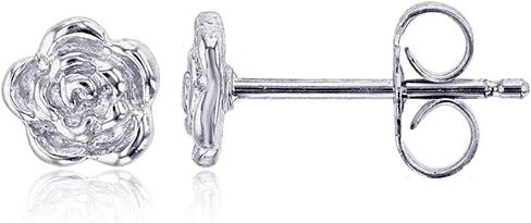 Solid 925 Sterling Silver Polished Flower Stud Earrings for Women | 5mm Gold Plated Hypoallergenic Studs in Saudi Arabia