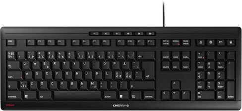 لوحة مفاتيح Cherry Stream ، لوحة مفاتيح سلكية ، تصميم Pan Nordic (QWERTY) ، ضغط مفتاح هادئ هائل ، شعور فريد من نوعه ، تصميم مسطح ، أسود in Kuwait