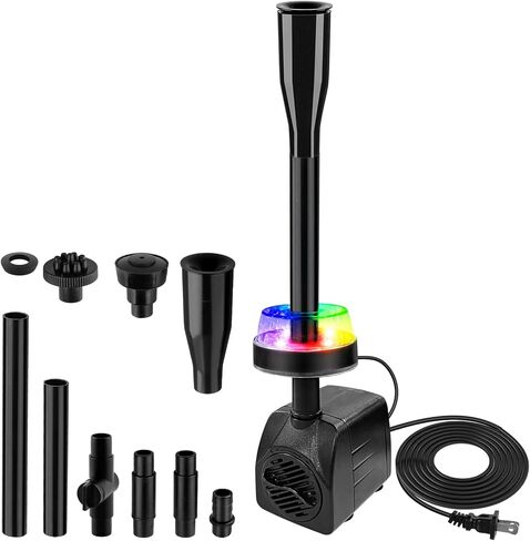 15W 800L/H مضخة نافورة البركة الغاطسة مع مصابيح LED ، مضخة مياه هادئة فائقة ، مضخات نافورة البركة للبركة الصغيرة ، Koi ، حديقة ، خزانات السمك ، أحواض السمك ، نافورة داخلية خارجية 3 من النوع in Kuwait