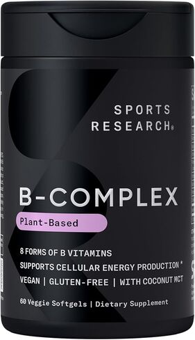 Sports Research Vitamin B-Complex - Full Spectrum of B Vitamins - Plant-Based Vegan-Friendly Formula - 120 Veggie Softgels in Saudi Arabia