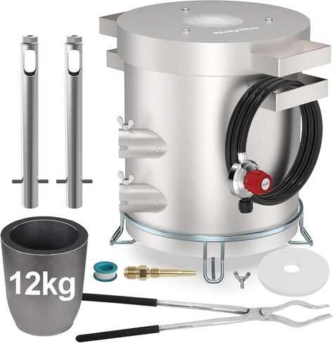 Nelyrho Propane Smelting Furnace Kit with 12kg Crucible, Support Stand, Tongs etc.，Full Stainless Steel Made, at Home Foundry Melting Aluminum Gold Silver Copper Scrap Metal Recycle in Kuwait