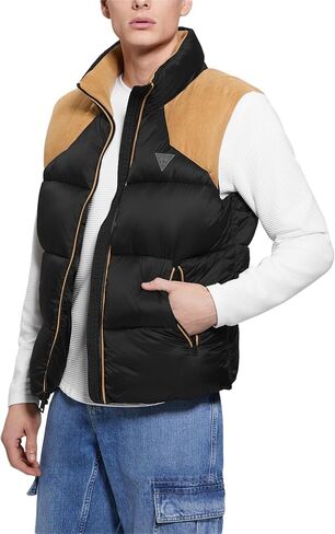 GUESS Men's Yann Fabric Block Puffer Vest in Saudi Arabia