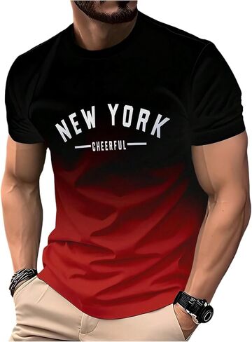 SOLY HUX Men's Graphic Tee Letter Print Gradient Crew Neck Short Sleeve Casual Streetwear T Shirt Tops in Kuwait