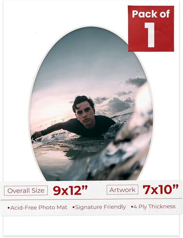 9x12 MAT Bevel Cut for 7x10 Photos - Precut White Linen Canvas Oval Photo Photo Poard فتحة - فتحة حمض خالية من الحمض لحماية صورك - مقطوعة للصور العائلية ، حزمة من 1 matboard in Saudi Arabia