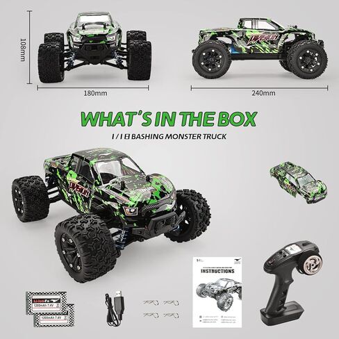 TENSSENX 40km/H 1:18 مقياس 4x4 RC Monster Truck-بطاريتين قابلتين للشحن ، لعبة 2.4 جيجا هرتز على الطرق الوعرة لجميع الأعمار in Kuwait