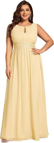 Ever-Pretty Plus Women's Summer Sleeveless Plus Size Formal Gowns Bridesmaid Dresses with Empire Waist Round Neck in Kuwait