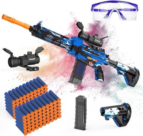 Automatic Toy Foam Blaster with Scope, Electric Toy Gun Dart Blaster with 120 Foam Darts for Nerf Guns, Goggles, Air Pocket Technology Outdoor Shooting Game Kids Toys for 8-12 Year Old Boys Girls in Kuwait