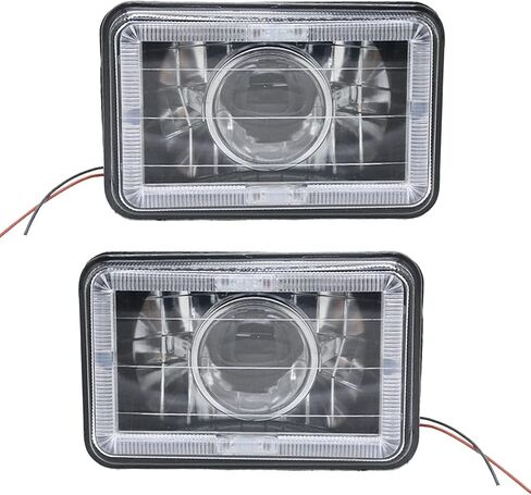 YLT AUTO كروم كريستال مصابيح أمامية شبه مختومة 4 × 6 بوصة عدسة زجاجية H4 HID LED هالوجين مجموعة استبدال الشعاع العالي والمنخفض (زوج) in Kuwait