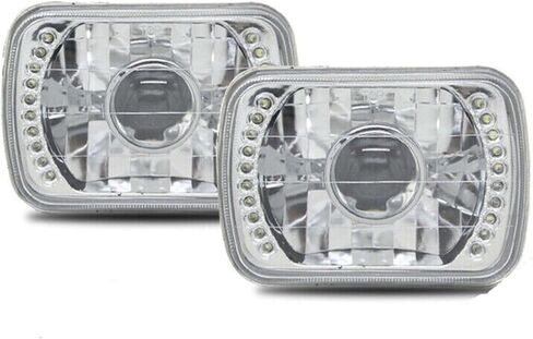 YLT AUTO كروم كريستال مصابيح أمامية شبه مختومة 4 × 6 بوصة عدسة زجاجية H4 HID LED هالوجين مجموعة استبدال الشعاع العالي والمنخفض (زوج) in Kuwait