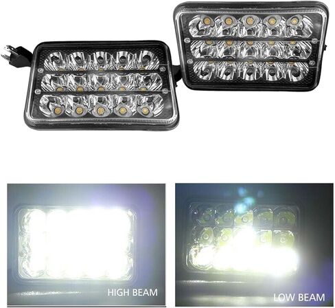YLT AUTO كروم كريستال مصابيح أمامية شبه مختومة 4 × 6 بوصة عدسة زجاجية H4 HID LED هالوجين مجموعة استبدال الشعاع العالي والمنخفض (زوج) in Kuwait