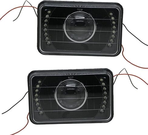 YLT AUTO كروم كريستال مصابيح أمامية شبه مختومة 4 × 6 بوصة عدسة زجاجية H4 HID LED هالوجين مجموعة استبدال الشعاع العالي والمنخفض (زوج) in Kuwait