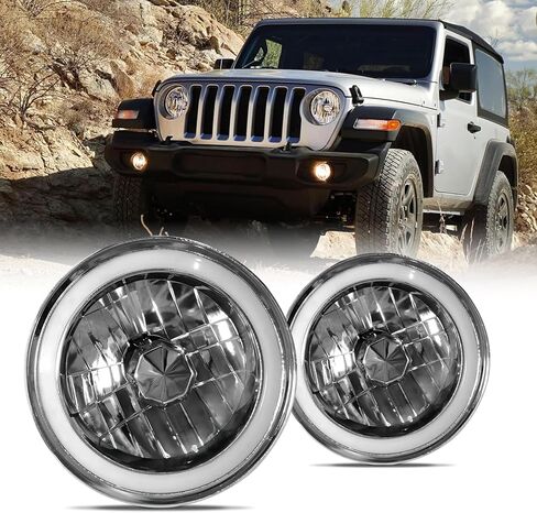 YLT AUTO Chrome Crystal Semi-Sealed Headlights 4 x 6 Inch Glass Lens H4 HID LED Halogen High and Low Beam Replacement Kit (Pair) in Kuwait