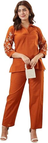 Womens Cord set Cotton Rayon Embroidered Indian Cordset Summer Co Cord set Pair in Kuwait