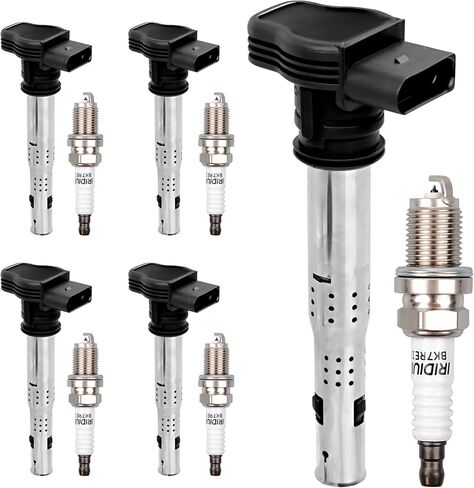 HQPASFY UF575 Ignition Coils & Iridium Spark Plugs Pack Set of 4 Compatible with Audi A3 A4 A6 Q3 Volkswagen Beetle Jetta Passat Repalce# GN10322 UF538 UF523 in Saudi Arabia