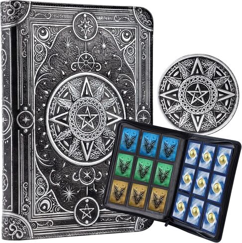 Binder Card Trading Card Trading Star - 9 جيب TCG Binder - Leather Pucium Faux -Leather - 432 جيوب تحميل جانبية - حامل تخزين مثالي لـ MTG ، والعديد من مجموعات بطاقات TCG و Trading (جوهرة زرقاء) in Kuwait
