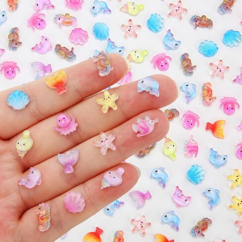 200 Pcs Mini Resin Ocean Animals, Tiny Sea Animal Variety Figurines to Hide Miniature Plastic Fish Aquarium Decorations for DIY Crafts Fairy Garden Dollhouse Micro Landscaping Fish Tank in Saudi Arabia