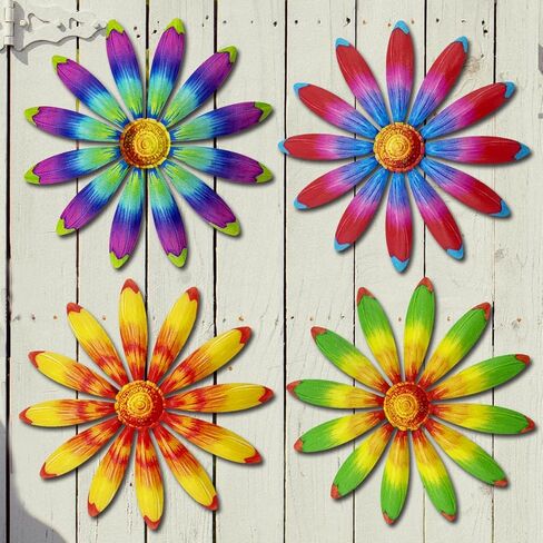 زهور المعادن ديكور الجدار مع 5 فراشات ، جدار الفن الزخارف المعلقة للسياج في الهواء الطلق حديقة الفناء ديكور ، هدية لأم الأصدقاء in Kuwait