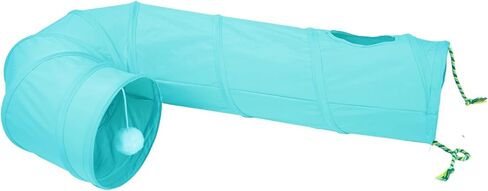Cat Tunnel, 2-Way Collapsible Cat Tube with Interactive Peek-A-Boo Hole, Toy Ball, and Rope – Ideal for Indoor Cats, Kittens, and Rabbits, Beige in Saudi Arabia