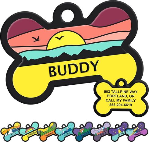 GoTags Silent Dog Tag, Personalized Engraved Silicone Dog and Cat Name Pet ID Tags, Soundless No More Jingling Tags (Mountain Orange) in Kuwait